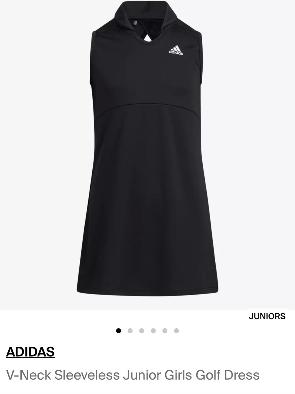 Adidas Black Sleeveless V-Neck Junior Golf Dress